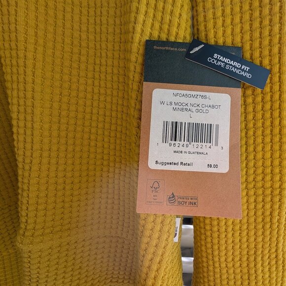 The North Face waffle Mock Neck Chabot Mineral Gold - Picture 4 of 6
